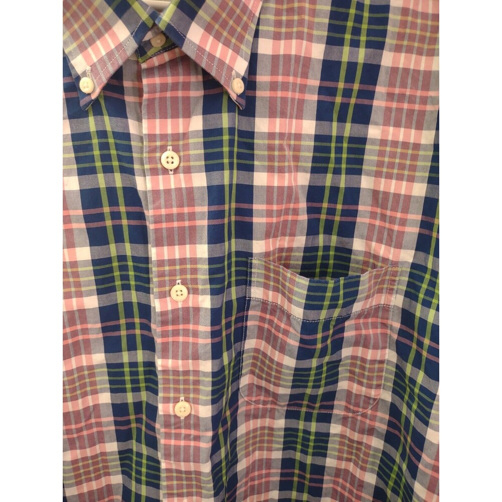 Peter Millar Shirt Mens XL Short Sleeve Button Adult Casual Golf Plaid Pocket - Picture 3 of 8